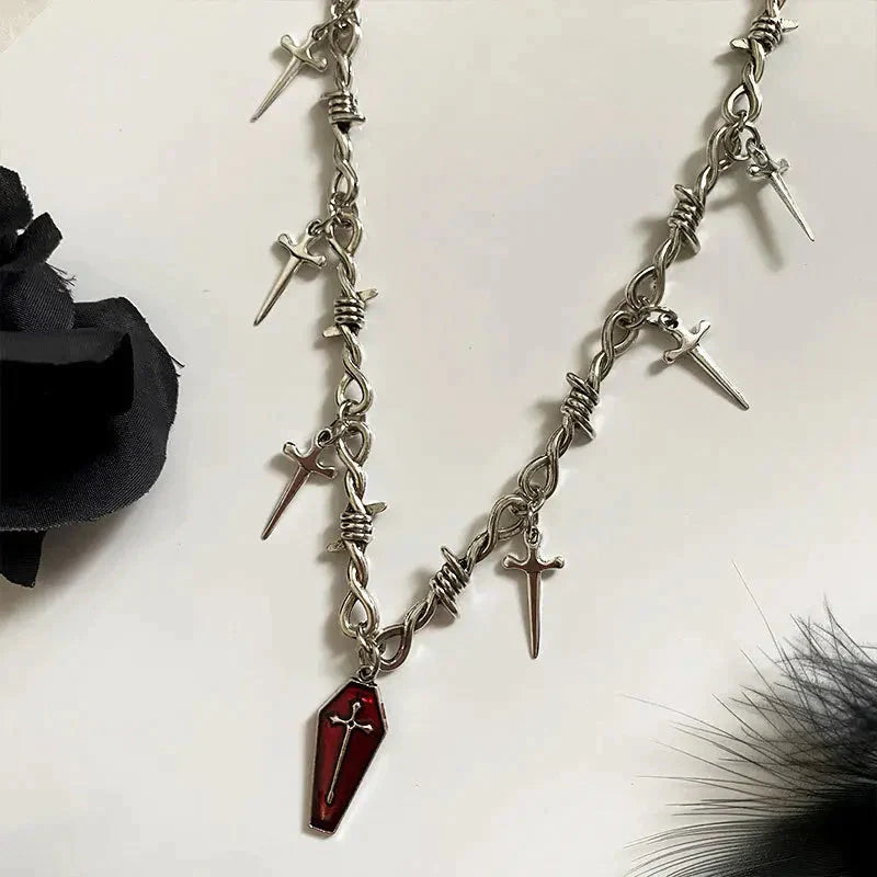 Avril - Pearl necklace with embellished cross pendant