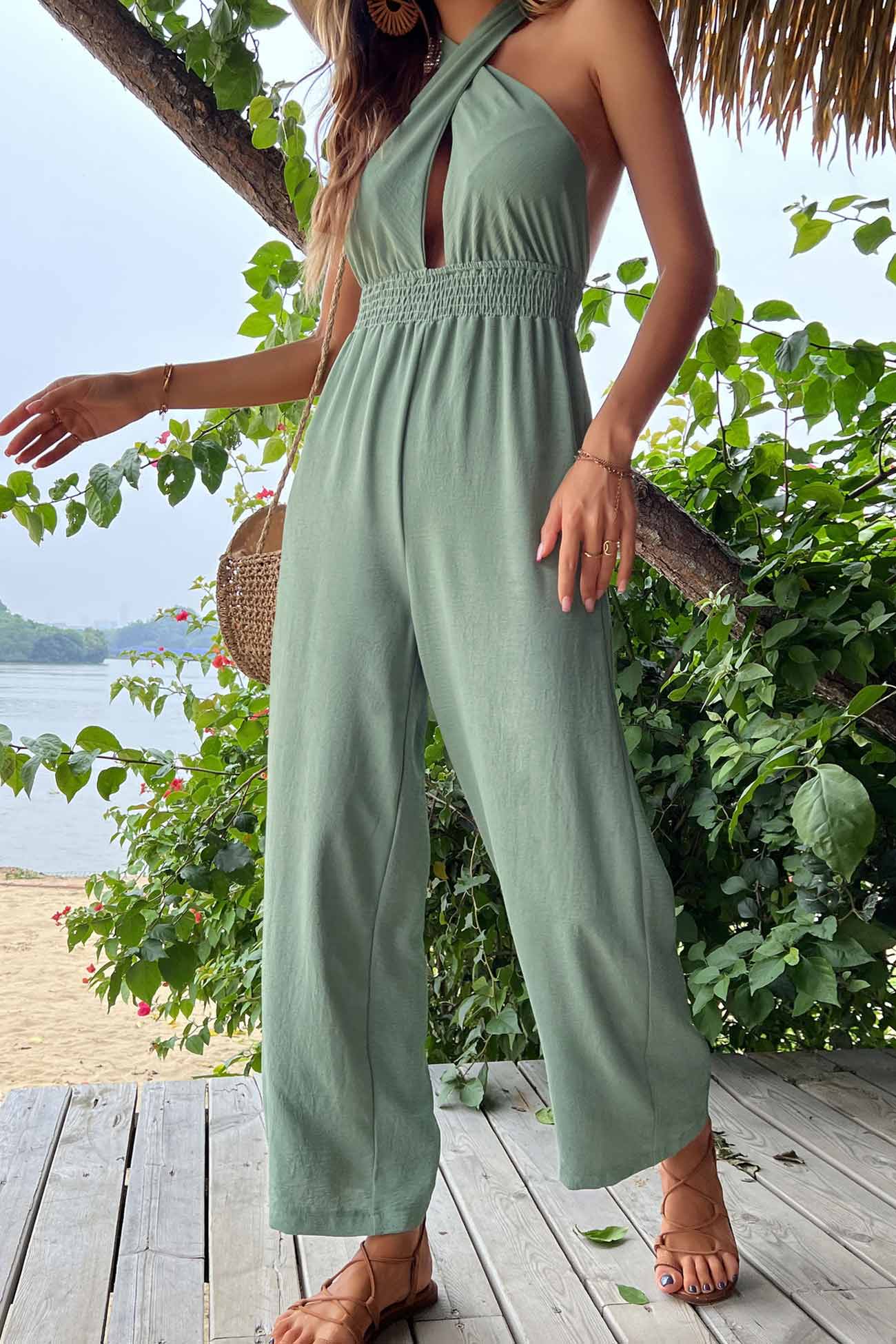 Aina - tie-back cutout high waist jumpsuits