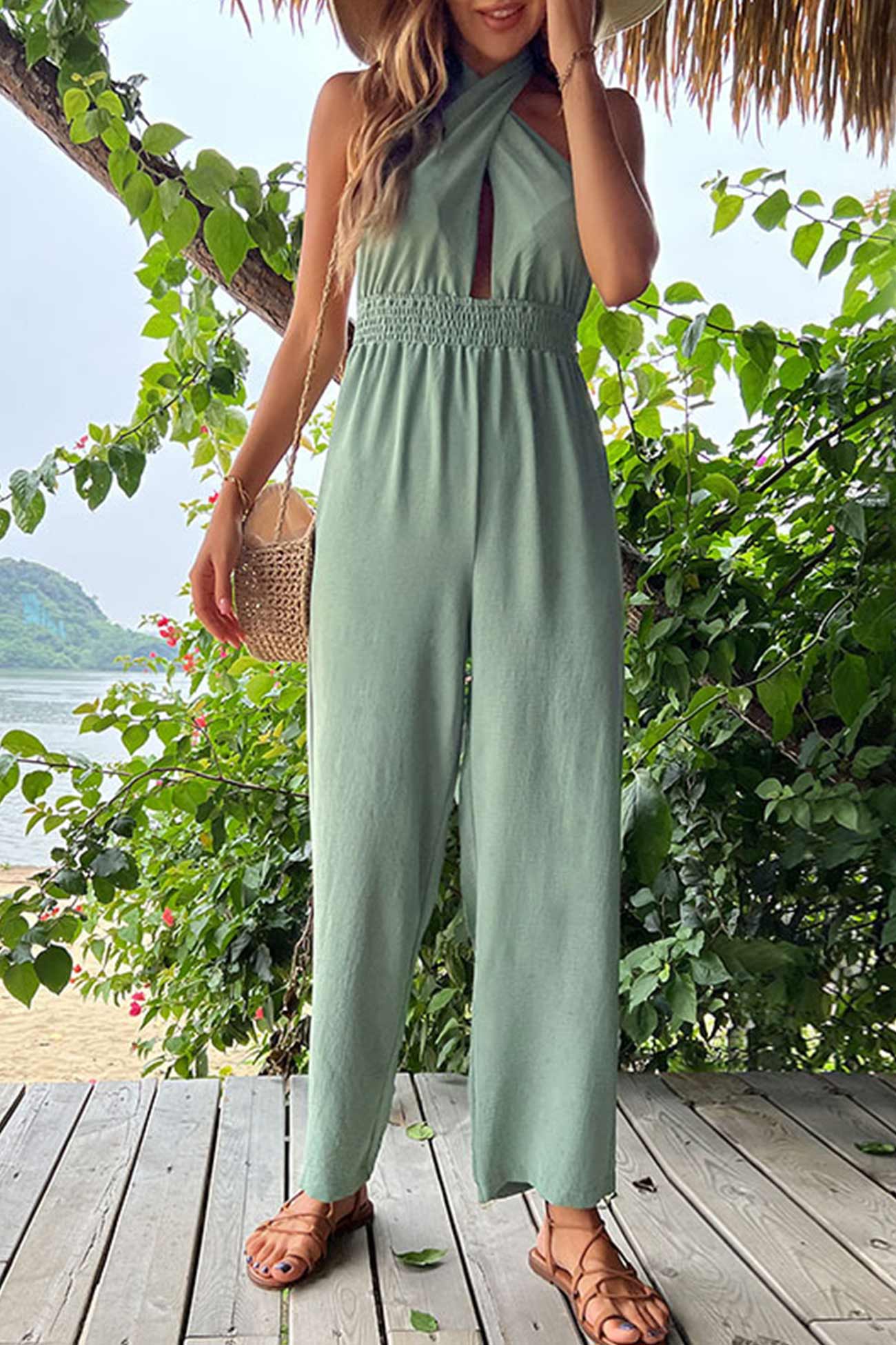 Aina - tie-back cutout high waist jumpsuits