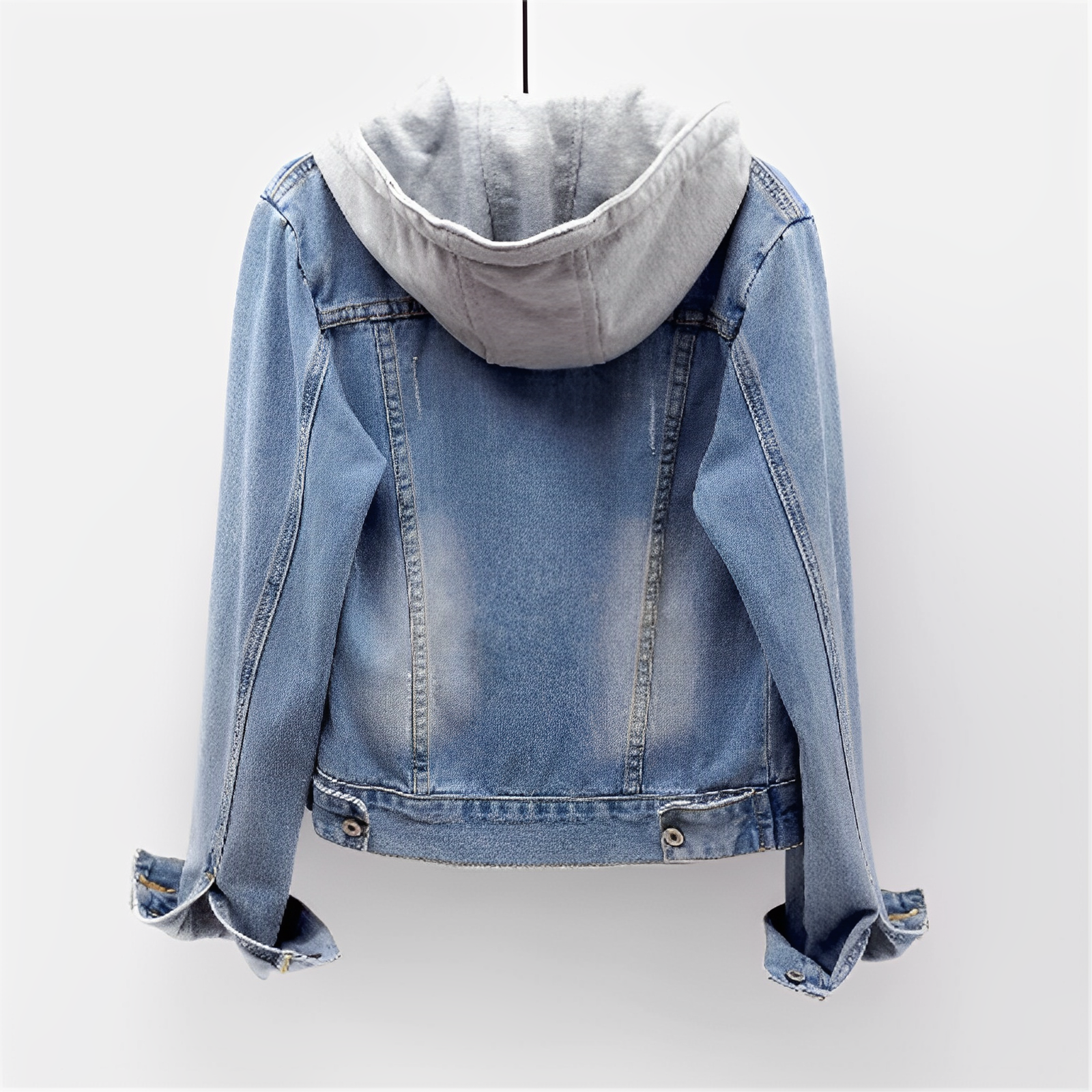 Adah - Denim jacket with detachable hood and long sleeves