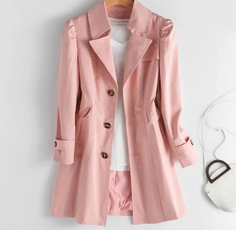 Women's Slim Fit Buttoned Trench Coat