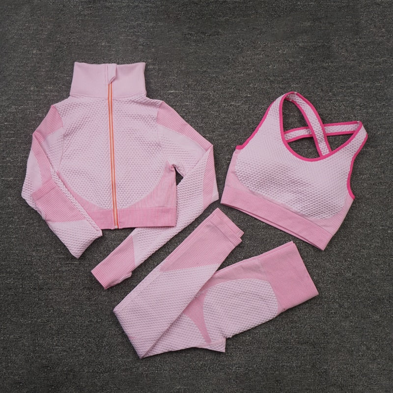 Yoga set for women - long-sleeved crop top & high-waisted leggings