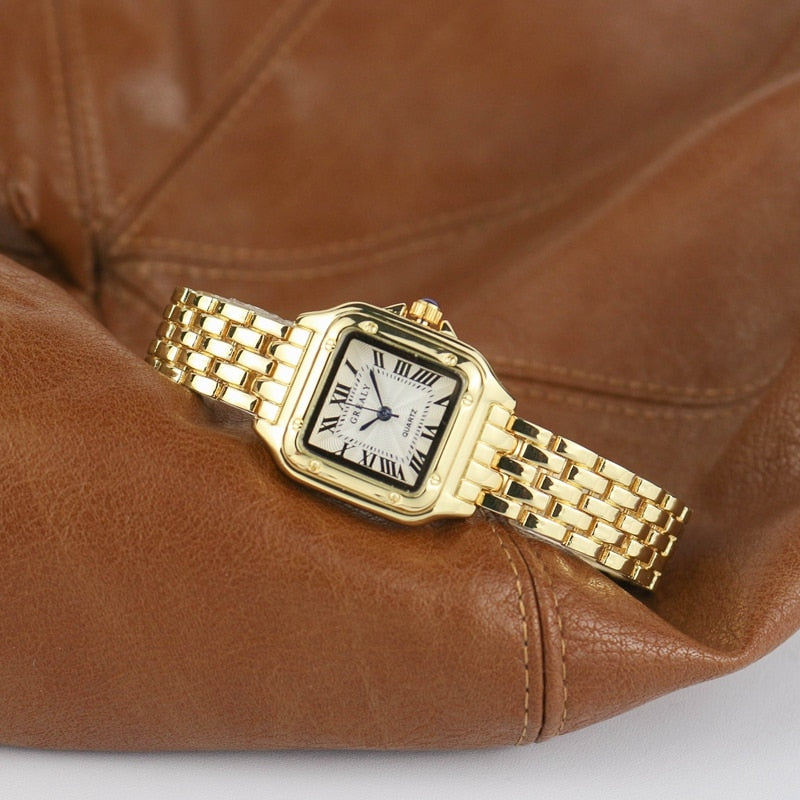 Classic Luxury - Luxury Fashion Ladies Watch Square Brand Ladies Quartz Watch Silver Steel Strap