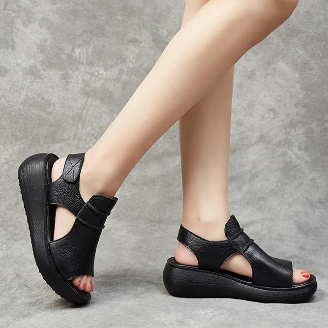 Samantha - Sandals with thick sole and velcro fastening