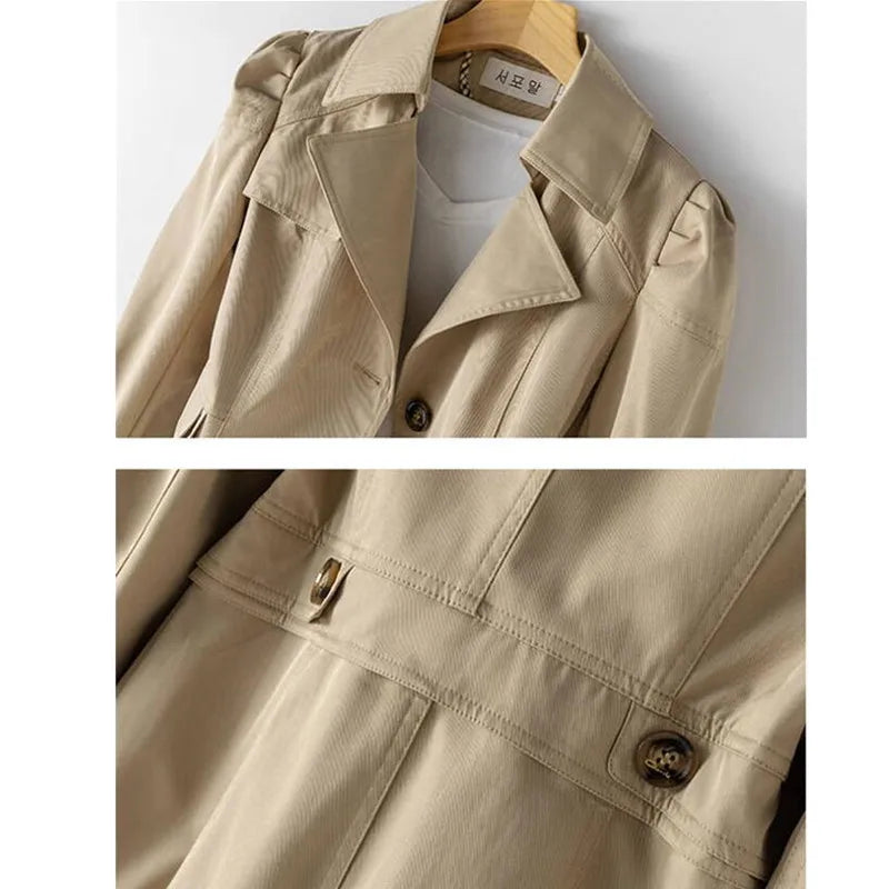 Women's Slim Fit Buttoned Trench Coat