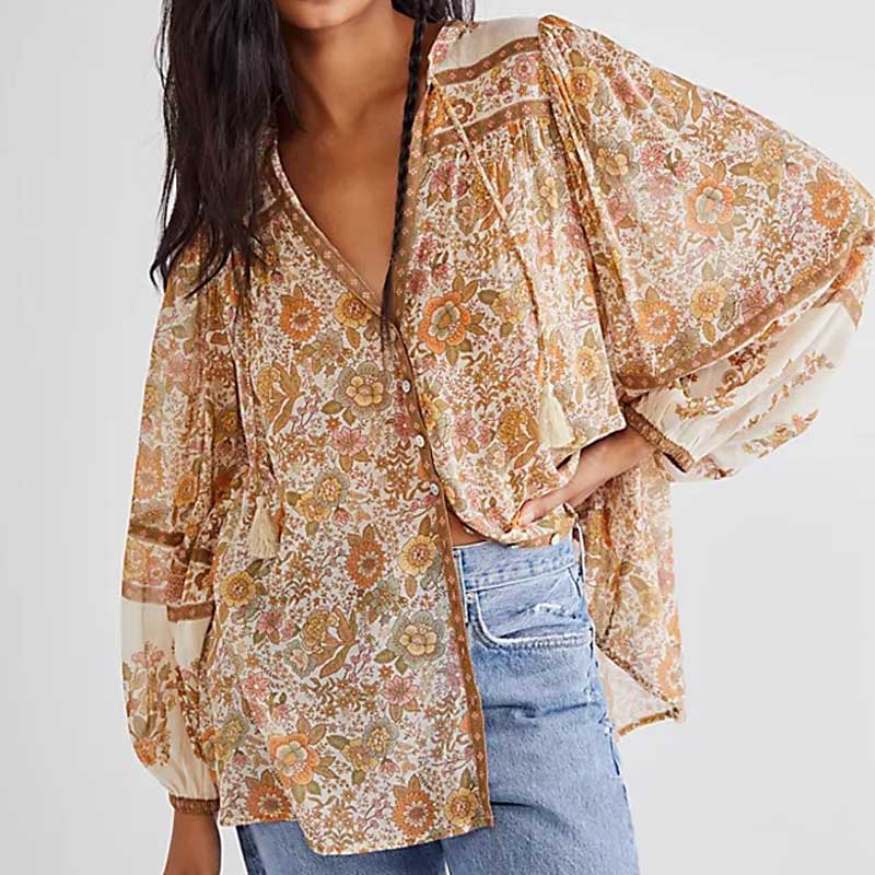 Steffi - Bohemian blouse with tassel details