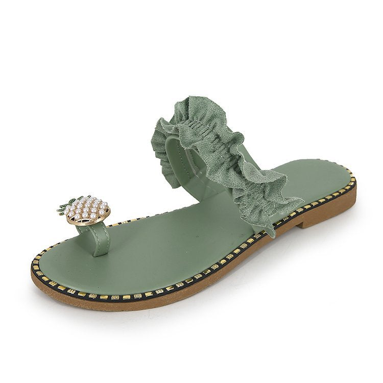 Livia - Ruffled sandals with pineapple detail