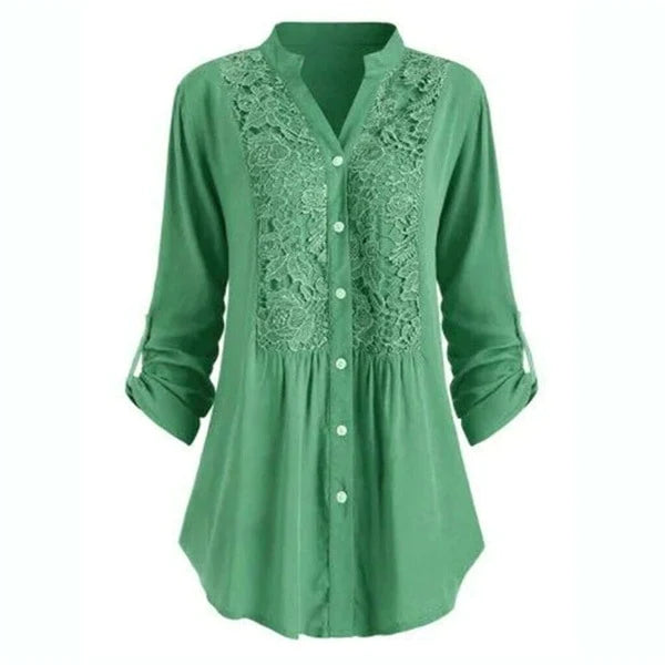 Tanith - Long blouse with puff sleeves for women