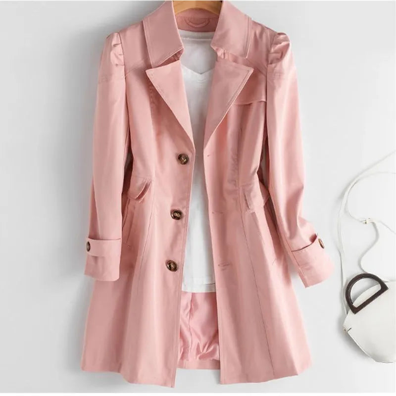 Women's Slim Fit Buttoned Trench Coat