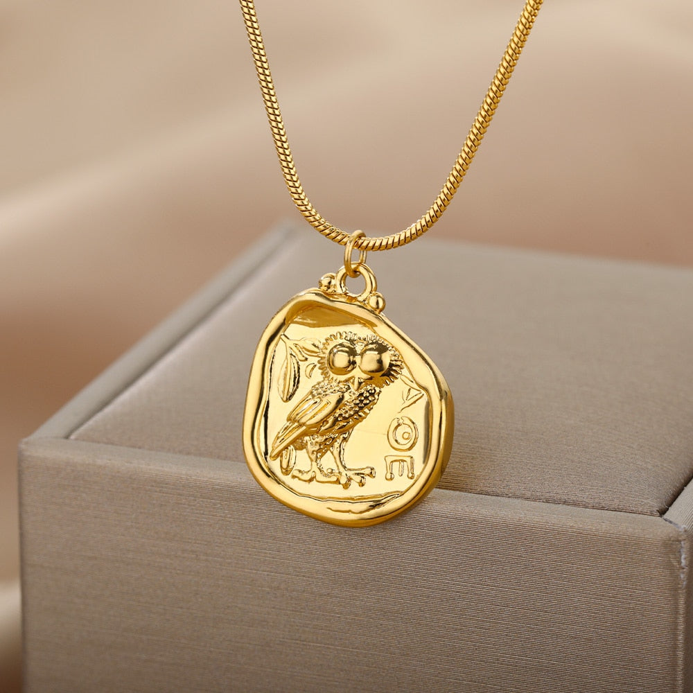 Precious Coin Magic - Ladies Vintage Owl Choker Necklace