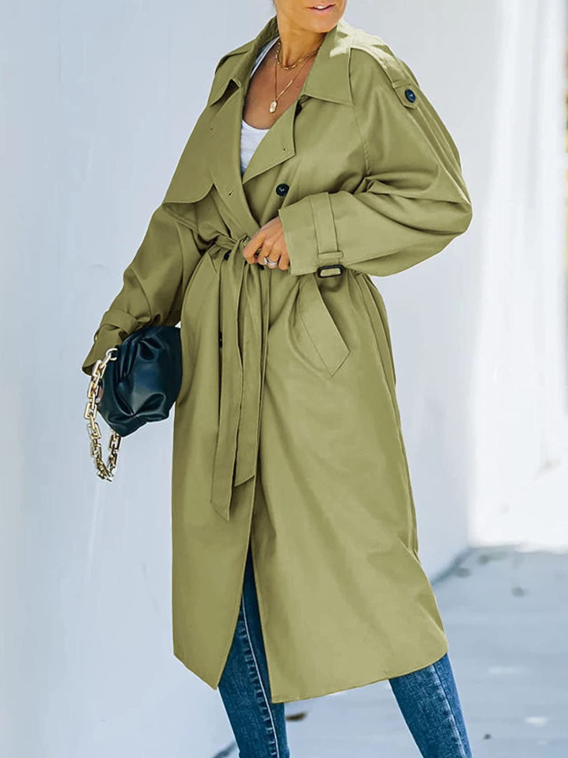 Classic double-breasted trench coat for women