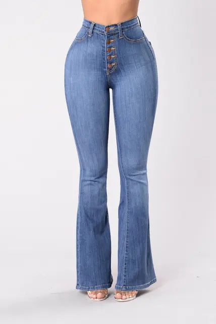 Women's jeans with a high waist and flared leg