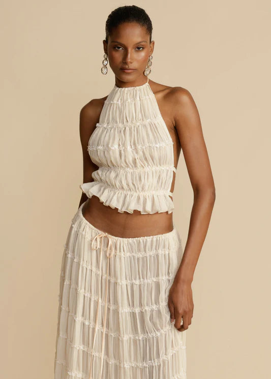 Aisha - Halter neck top & mid length skirt