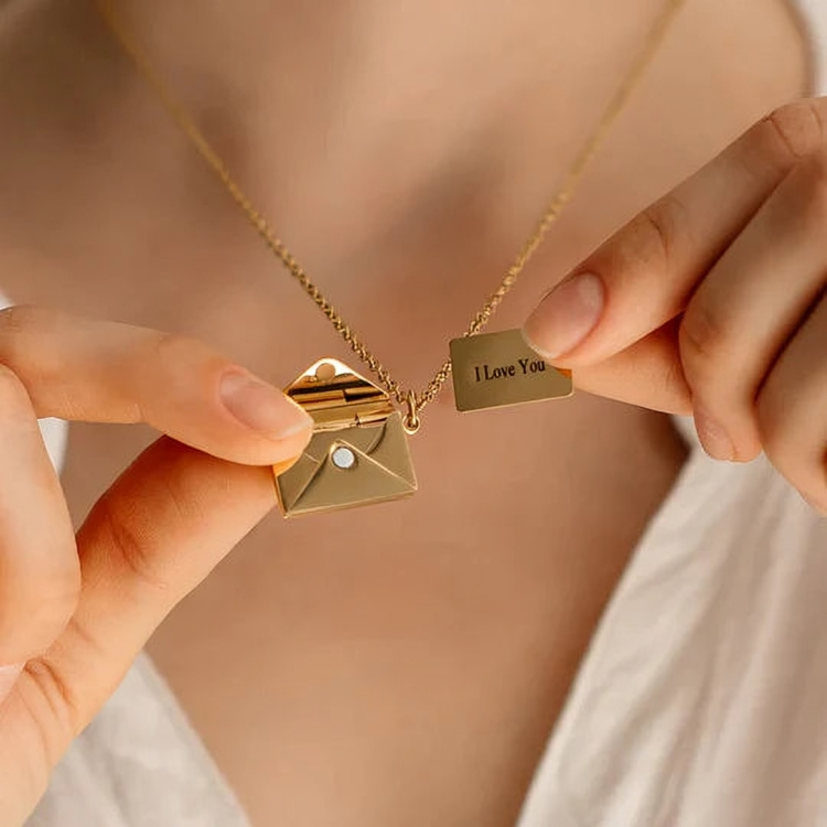 Sofia - Geometric pendant necklace with envelope