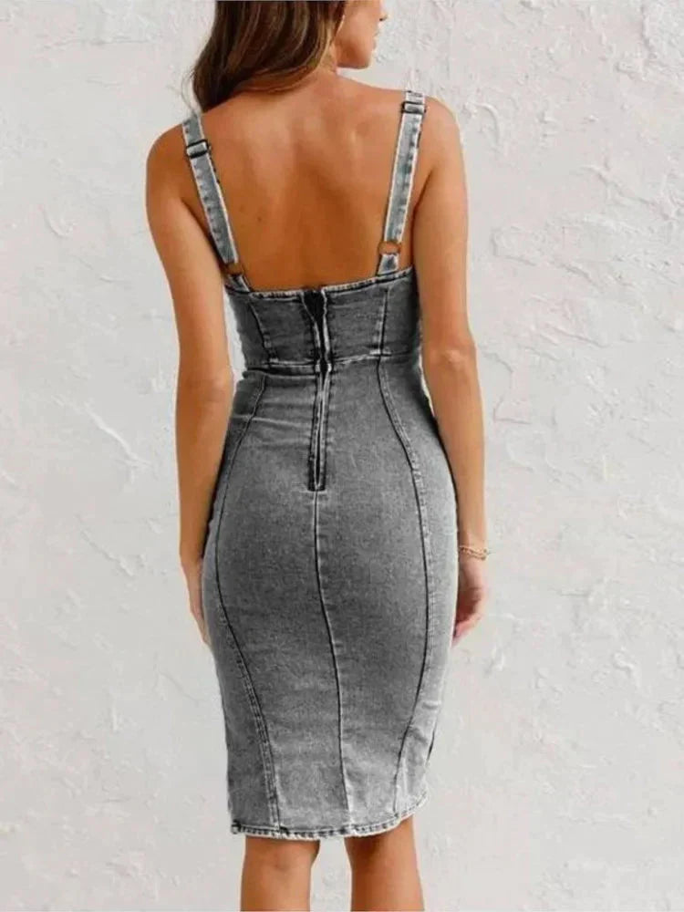 Jarra - Adjustable Strapless Denim Dress