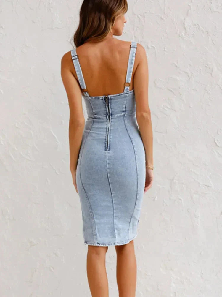 Jarra - Adjustable Strapless Denim Dress