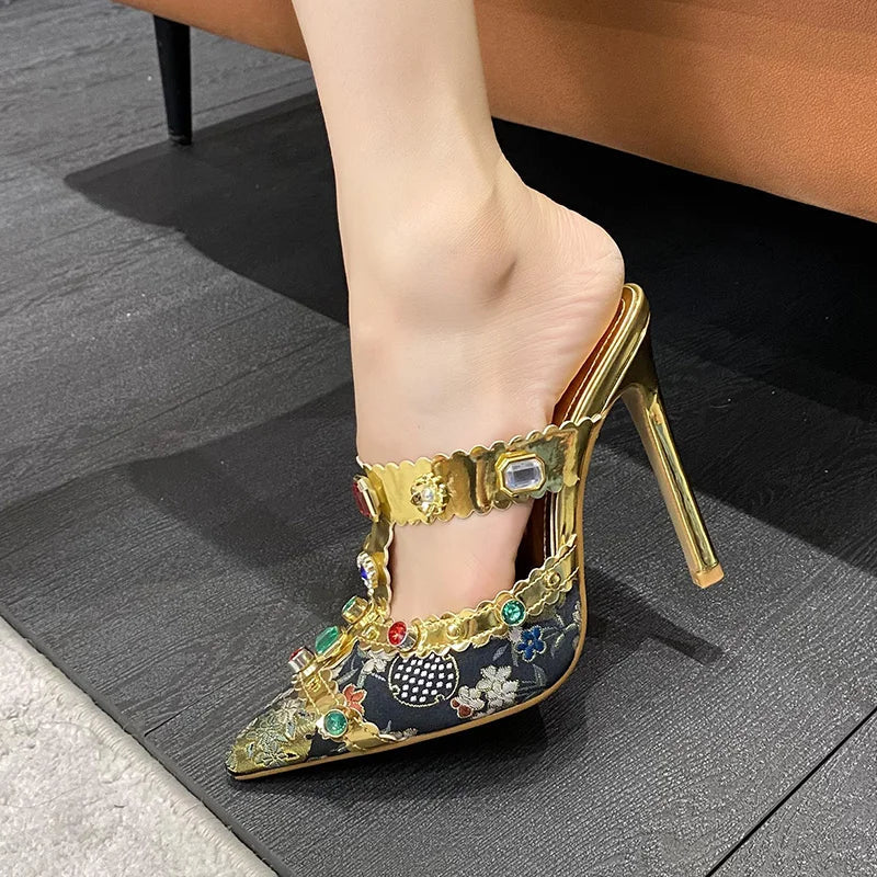 Luna - Jewelled stilettos with transparent design