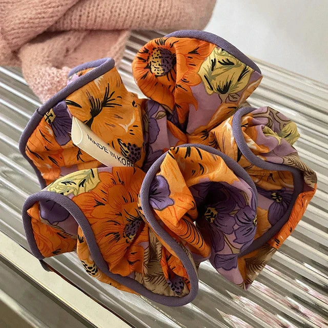 Xenia - Floral fabric hair ties with elastic band