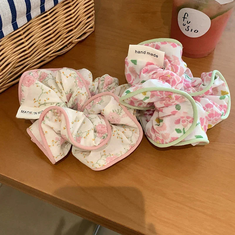 Xenia - Floral fabric hair ties with elastic band