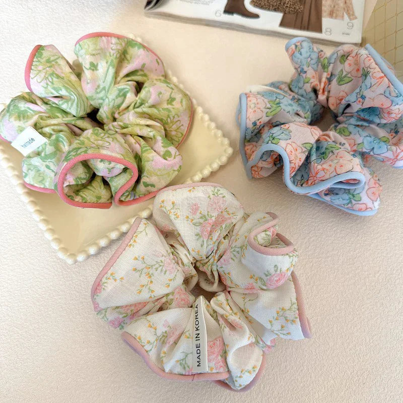 Xenia - Floral fabric hair ties with elastic band