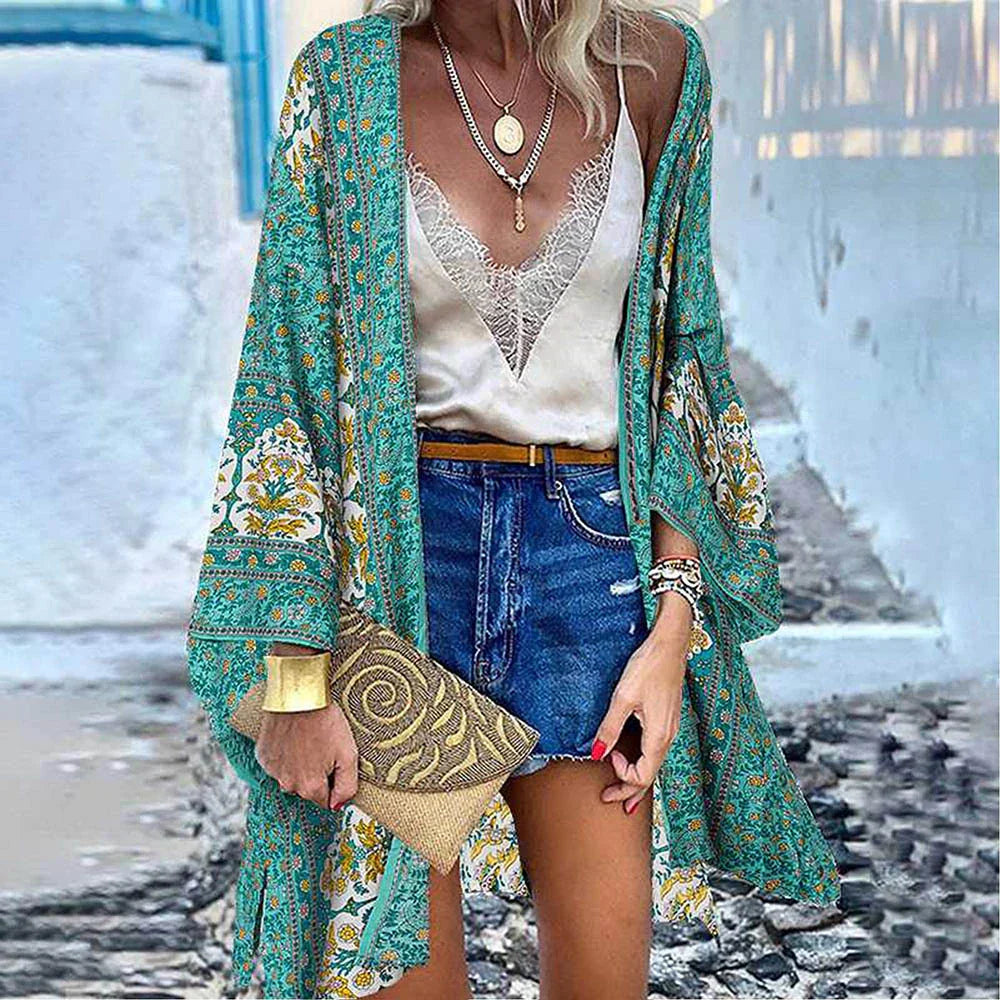 Boho kimono style throw