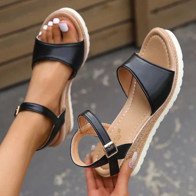 Beatrix - Lightweight Sandals With Wedge Heel and Buckle