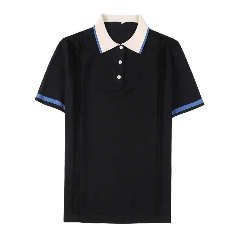 Julian - Polo shirt with ribbed cuffs and contrast collar