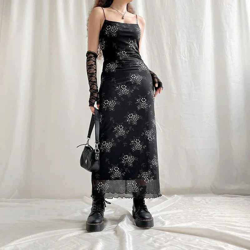 Verona - Vintage floral lace dress with sheer overlay