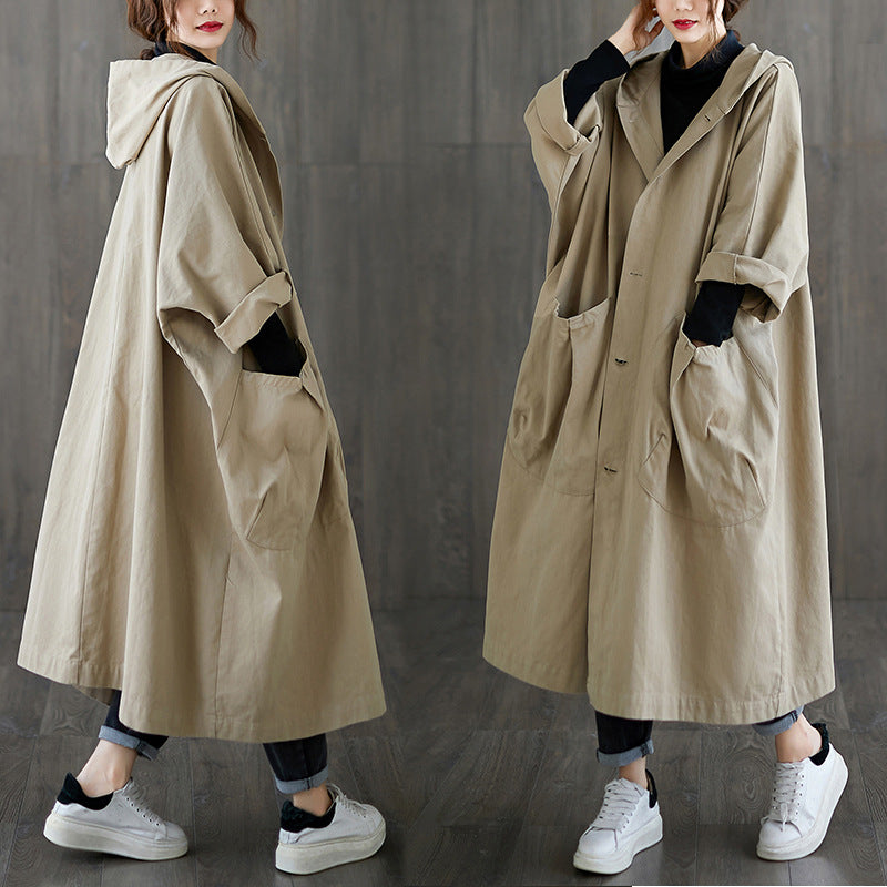 Eulalia | Women's Hooded Long Trench Coat - Stylish & Weather-Resistant