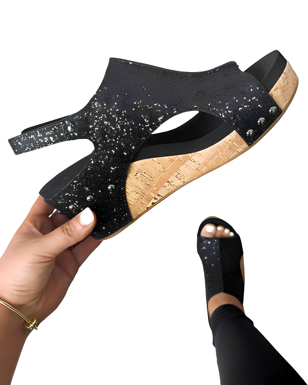 Matilda - Sequined wedge Roman sandals