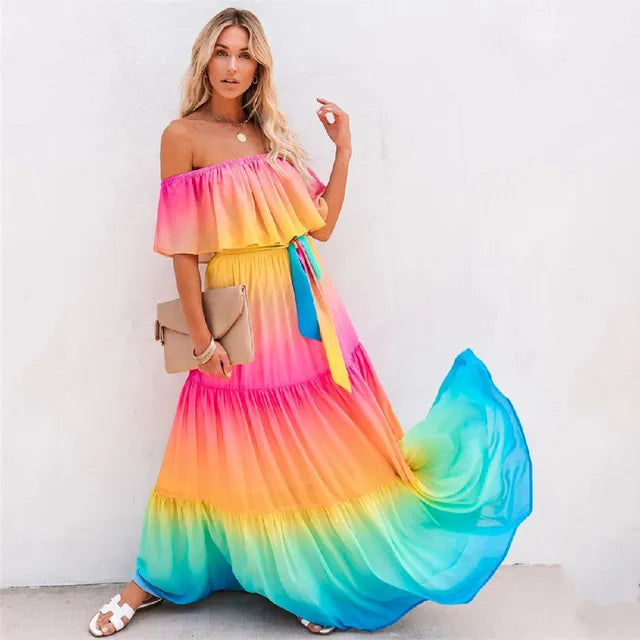 Stella - Long dress with ruffles