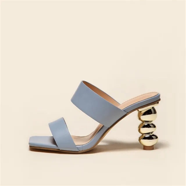 Kendall - Elegant sandals with heel and square toe