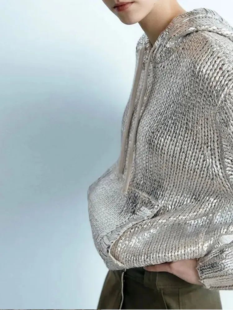 Silver Metallic Hoodie