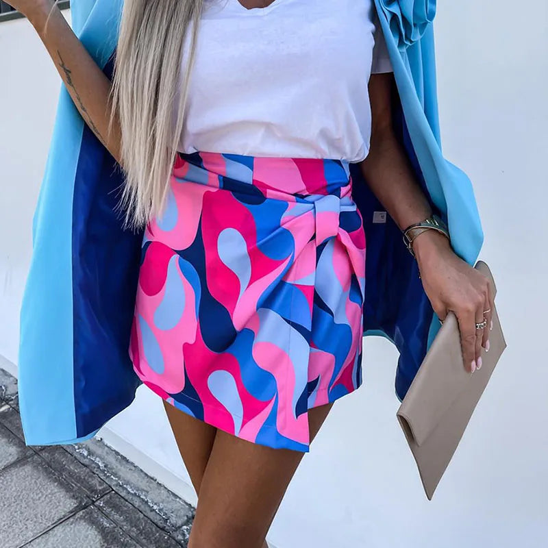 Soleil - Pleated skirt with geometric print