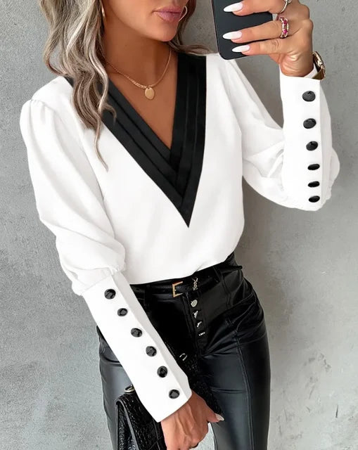 Abby - Elegant blouse with V-neckline