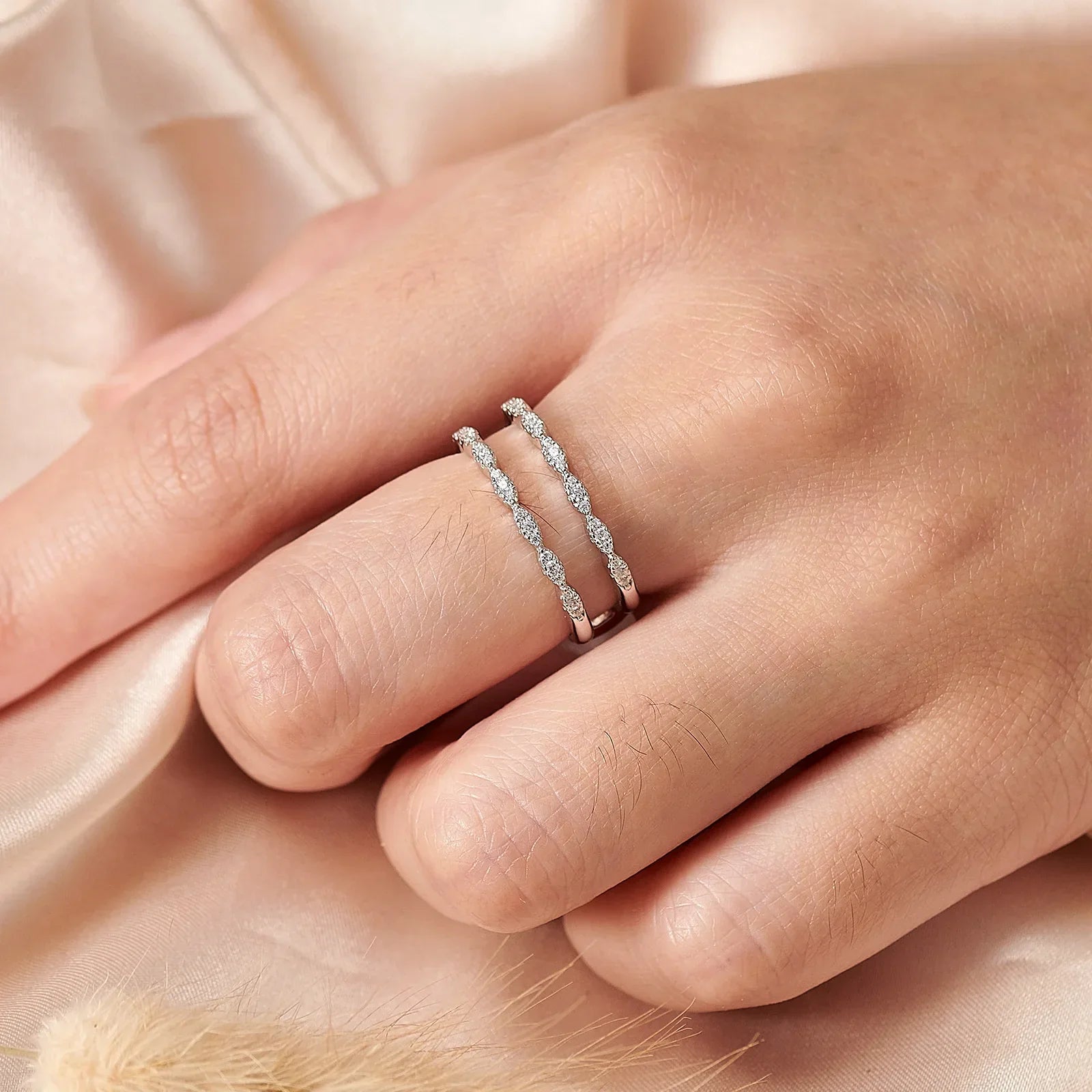 Eloise - Sterling silver ring enhancer with sparkling accents