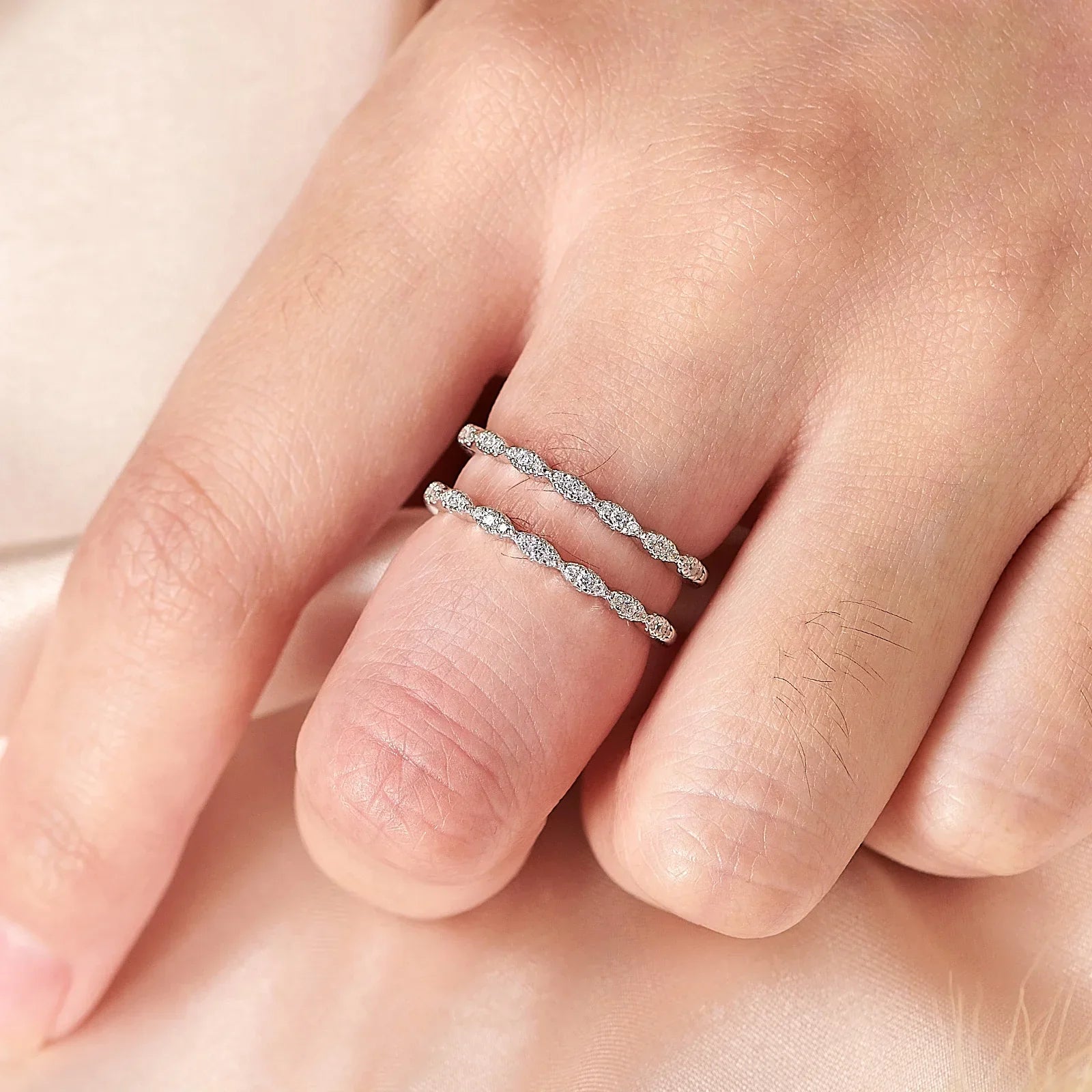 Eloise - Sterling silver ring enhancer with sparkling accents