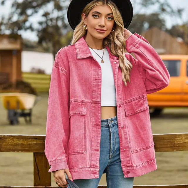 Versatile Retro Denim Jacket for Women - Classic Slim Fit Casual Fall Outerwear
