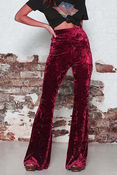 Velvet trousers with high waist