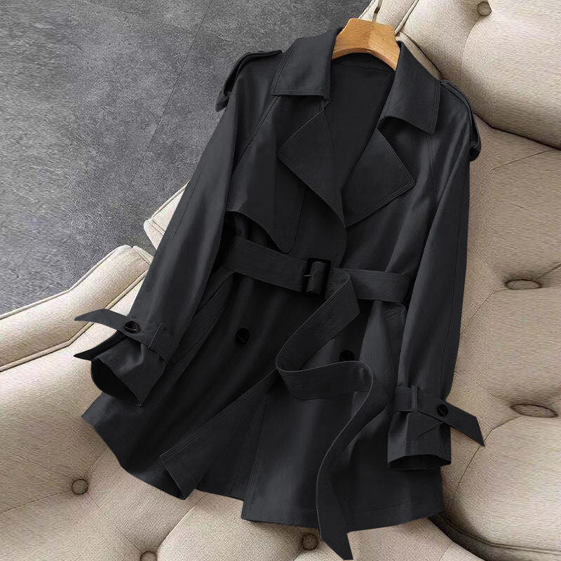 Women's Trench Coat - Double Breasted - Belted Waist - Knee Length - Classic Lapel