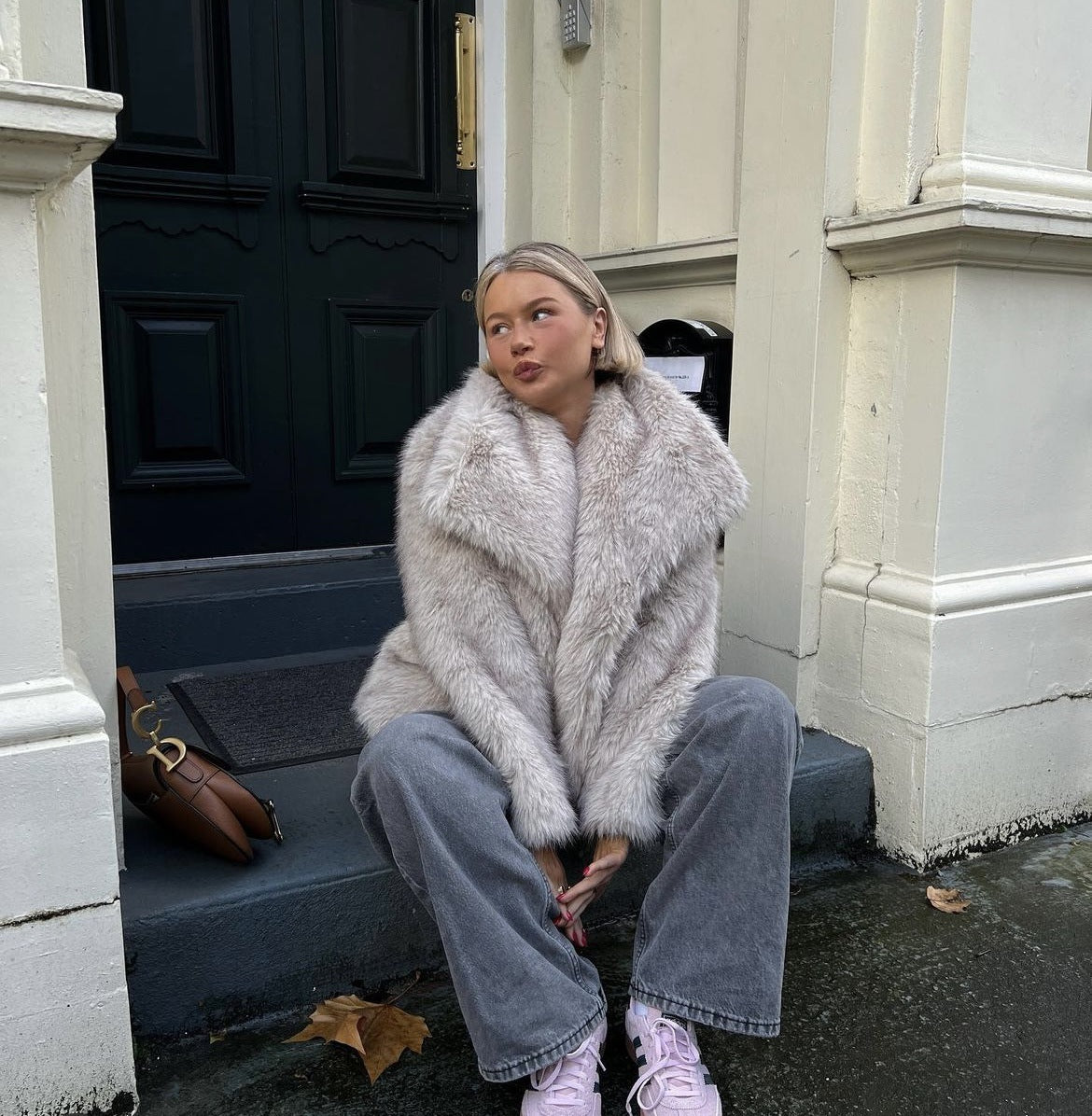 Elegant faux fur winter coat for women