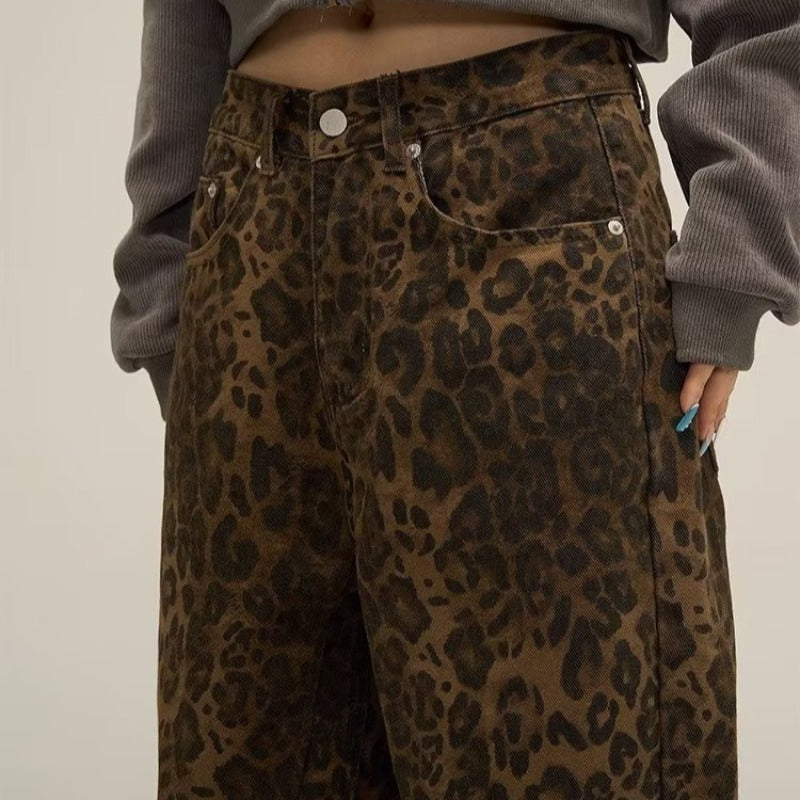 Leopard pattern jeans