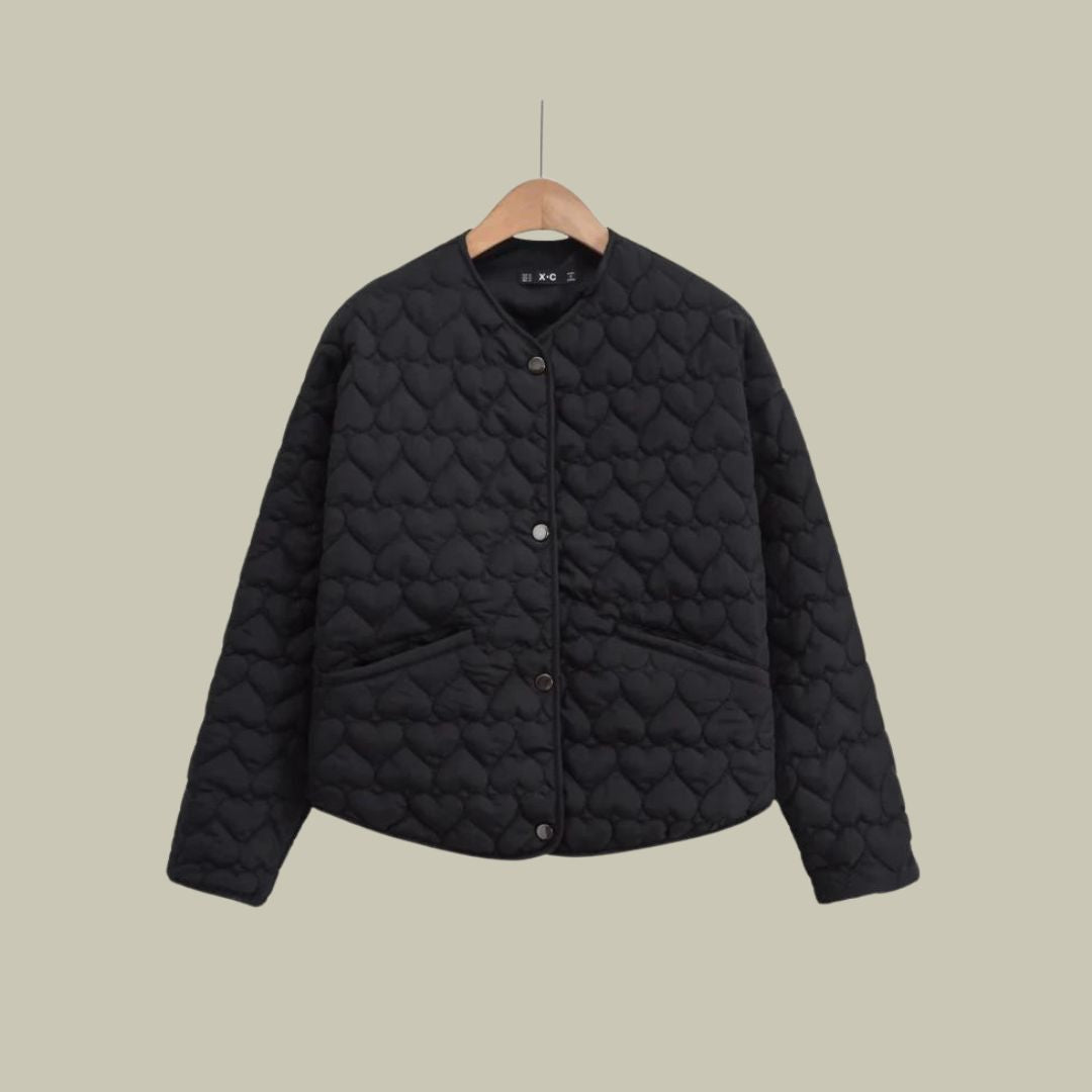Padded heart quilted jacket for women