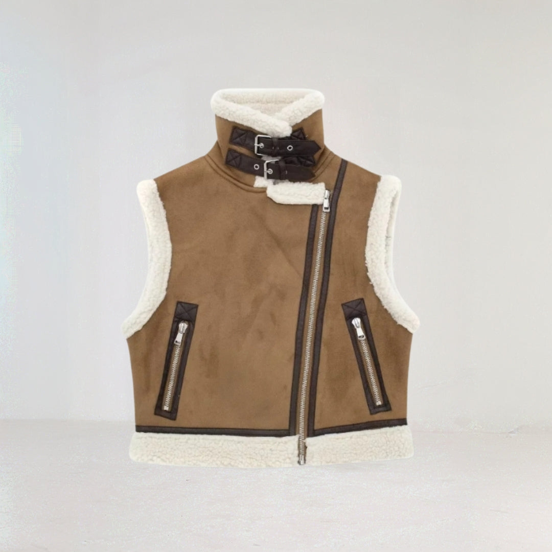 Winter bodywarmer zipper vest for women
