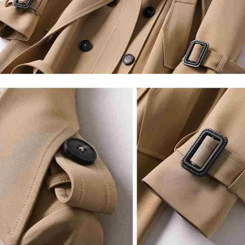 Women's Double Button Trench Coat - Classic Outerwear