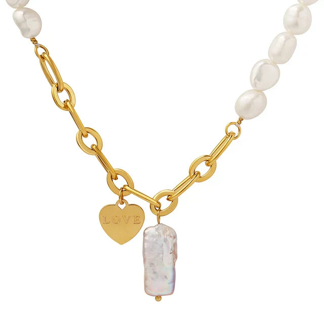 Valentina - Pearl accent necklace with love pendant