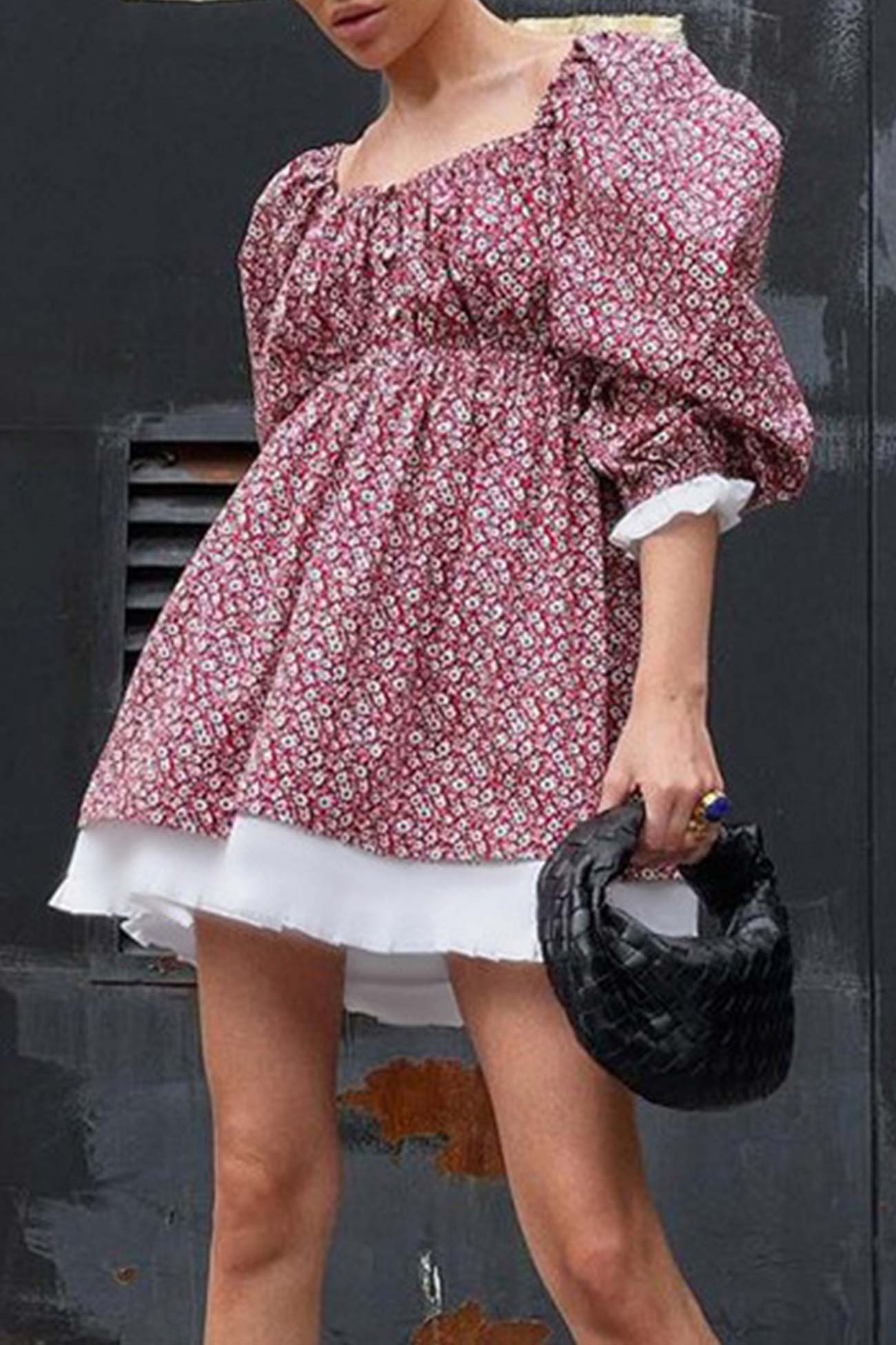 Ulani - puff sleeve off-shoulder floral babydoll dress