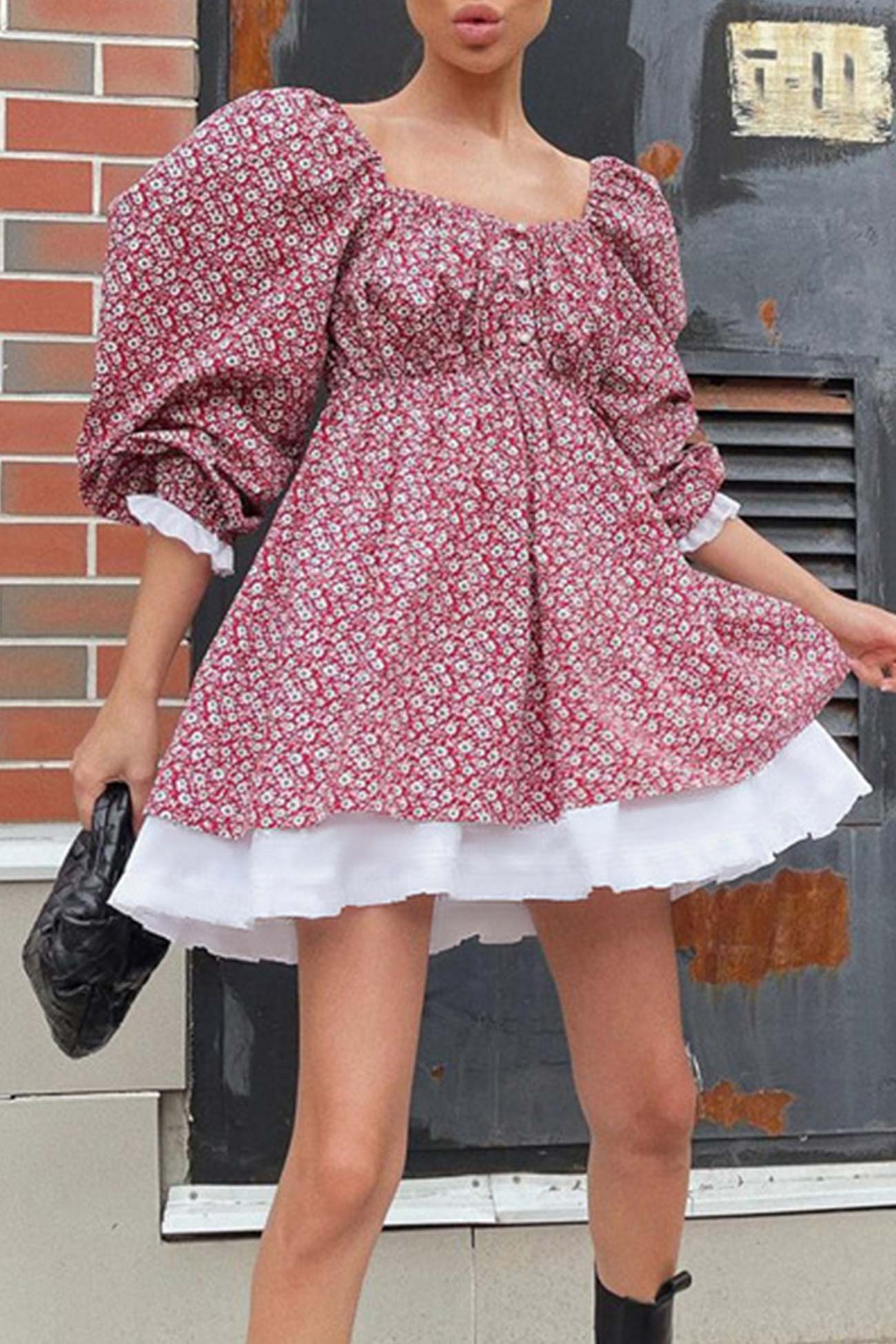 Ulani - puff sleeve off-shoulder floral babydoll dress