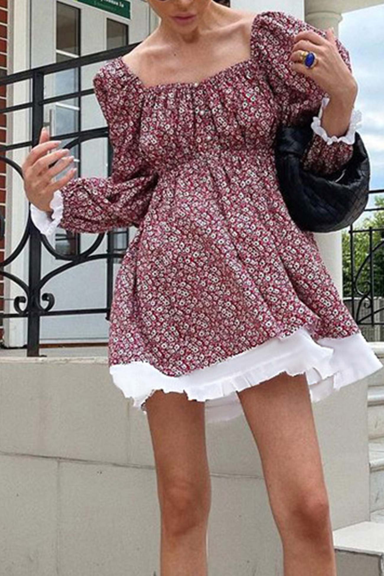 Ulani - puff sleeve off-shoulder floral babydoll dress