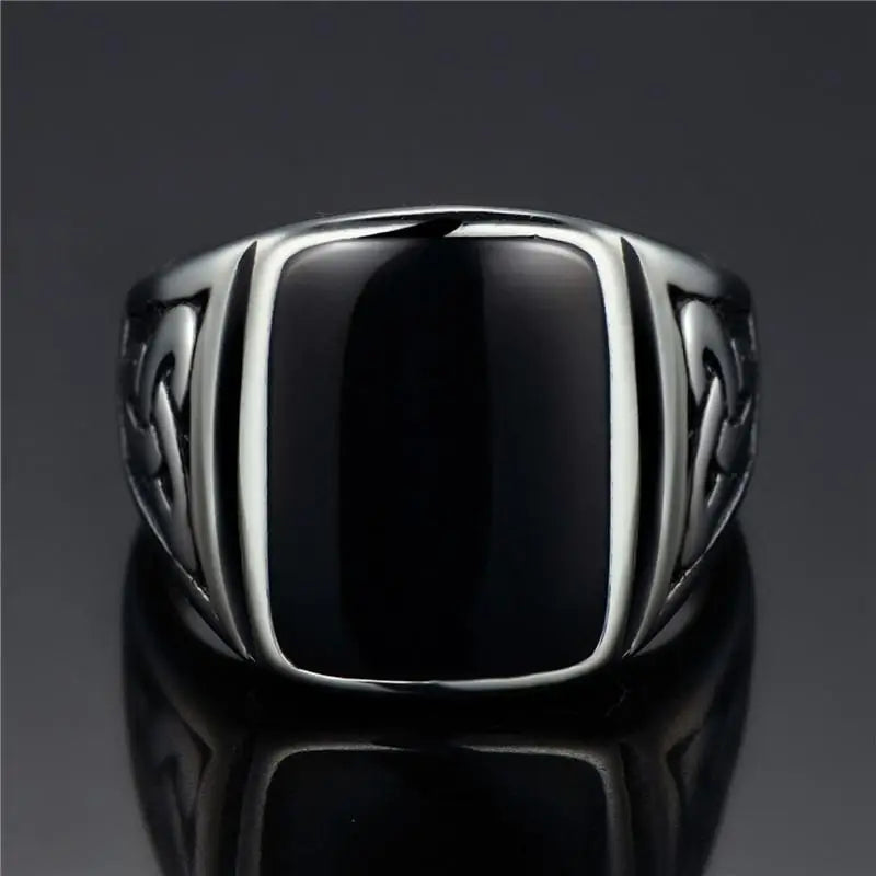 Theo - Signet ring made of titanium steel with Odin symbol